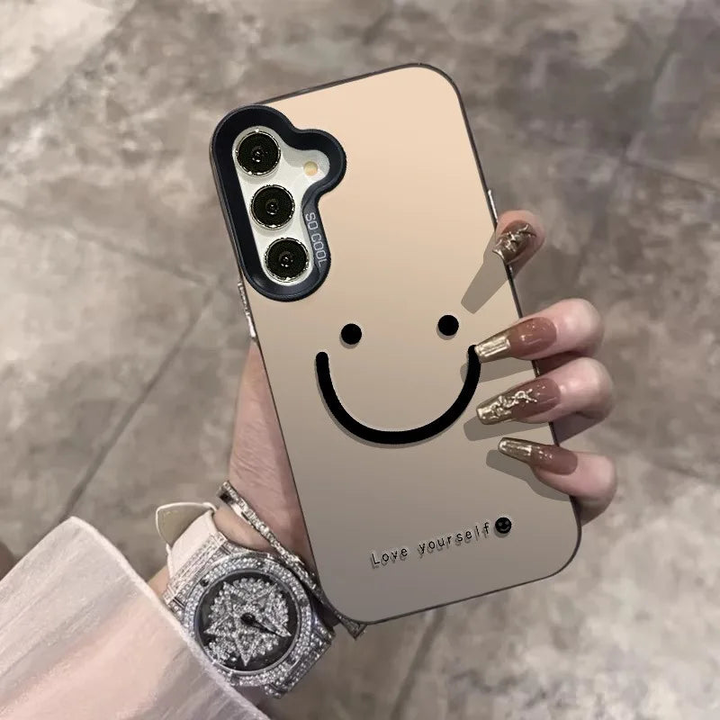 For Samsung Galaxy S25 S24 S23 Ultra S22 Plus S21 FE Case Color Silver Smile Cheeks Cover For A56 A55 A54 A53 A36 A25 A24 Funda