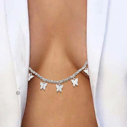Butterfly Nipple Chain Non Piercing Body Jewellry Ring Rhinestone Sexy Bra Bikini Rave Chest Chain Accesorries Necklace Handmade