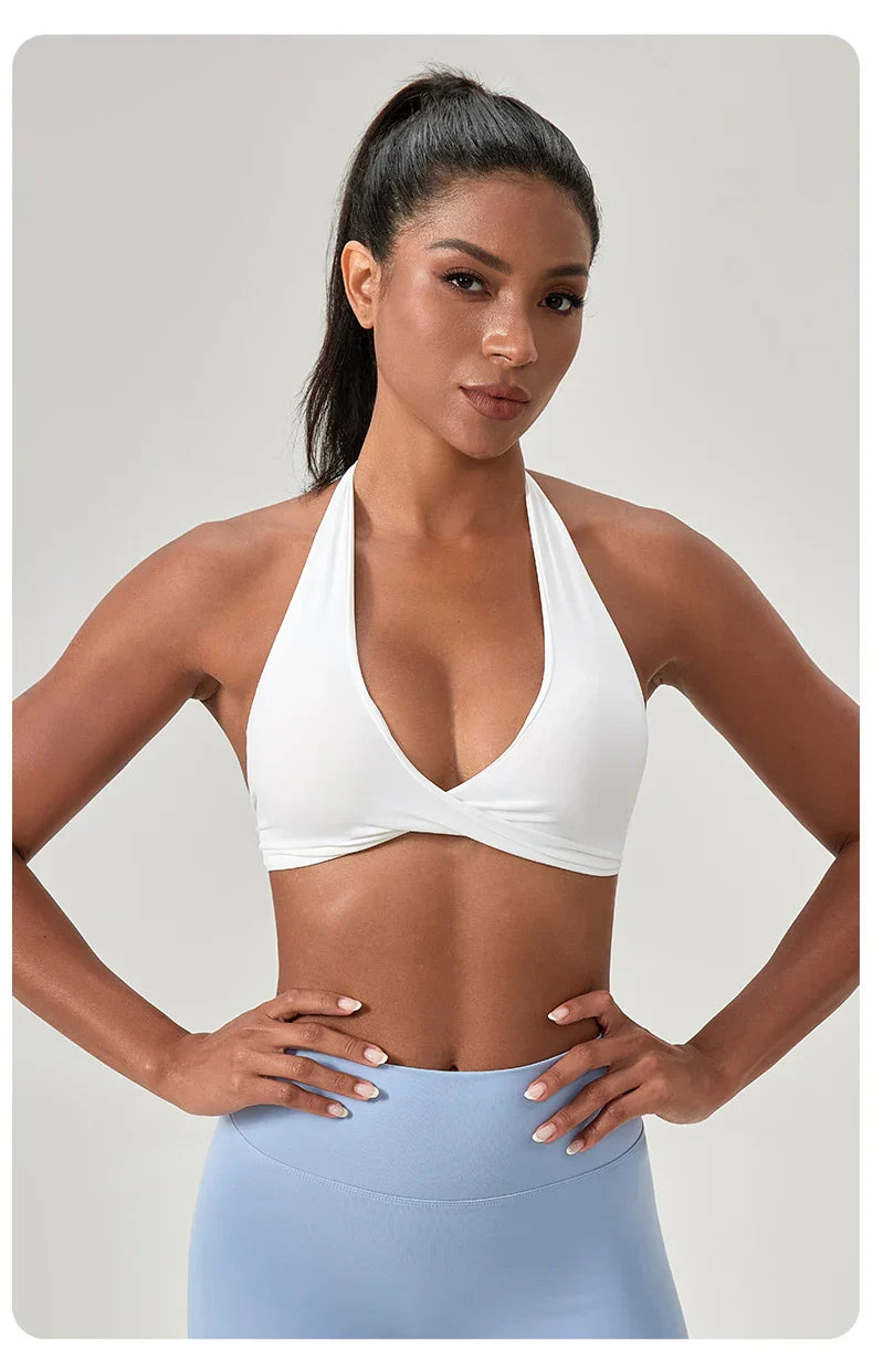 Sports Yoga Bra for Women Halter Neck with Stylish Back Design Sexy Gym Bra for Running Fitness Sports Bras
