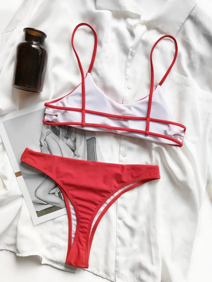 2025 Women Bikini Set Striped Split Swimsuit Low Waist Swimwear Women Biquini 2-Pieces Bathers Brazilian Swimming Suits