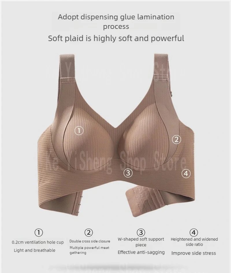 Non-trace body underwear women's bra anti-sag large size adjustment breast women big breasts small