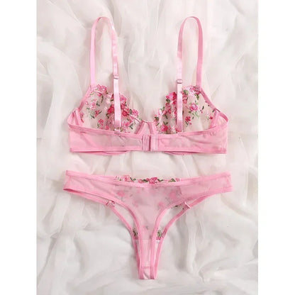 New Sexy Lace Floral Lingerie Set Women's Underwear Transparent Bra Party Sets Lace Lingerie Bra Set Underwear Set S-XL Size