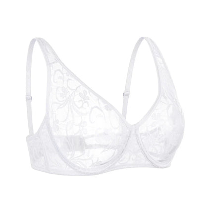 Womens Underwear Lace Bras Underwire BH Hollow Out Embroidery Sexy Lingerie Tops Plus Size  Brassiere A B C D Cup