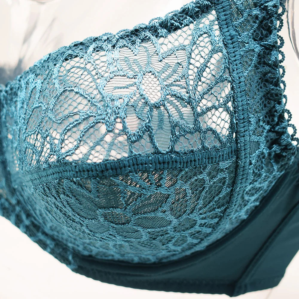 Womens Bras Ultra-Thin Perspective Deep V Lace Sheer Plus Size Bra Female Underwear Sexy Lingerie BH Tops 70-100 B C D E F Cup