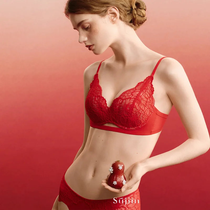 SUJIIN Summer Sexy Bra and Panty Sets for Woman Lace Comfort Bras Set Hot Women's Small Chest Wireless Lingerie Femme MX325