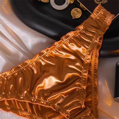 Sexy Ruffles Satin Panties Women Plus Size Breathable Soft Underwear Fashion Ladies Comfortable Briefs