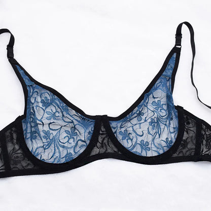 Womens Underwear Lace Bras Underwire BH Hollow Out Embroidery Sexy Lingerie Tops Plus Size  Brassiere A B C D Cup