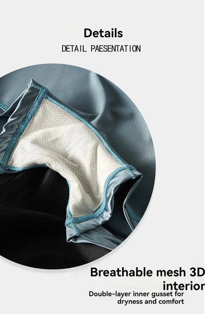 3PCS/Pack Luxury Ice Silk Satin-like Women's Panties 3D Double-layer Breathable Mesh Crotch Underwear Soft Smooth Safety Briefs