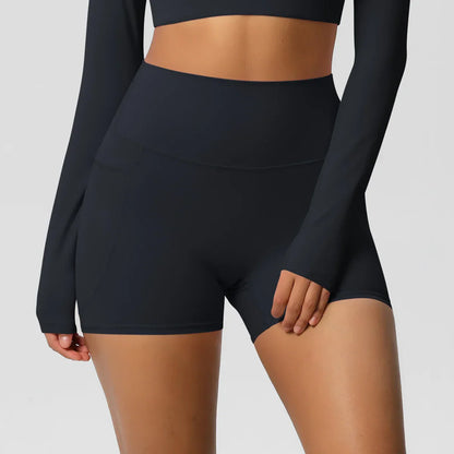Women Sports Short With PocketedYoga Legging Shorts Squat Proof High Waist Fitness Tight Shorts Quick Drying Cycling Workout Gym