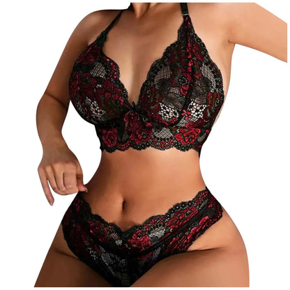 Erotic Lingerie Set Women Delicate Floral Embroidery Bra And Pantys Backless Push Up Bra Two Piece Set Hot Porno Teddy Costumes