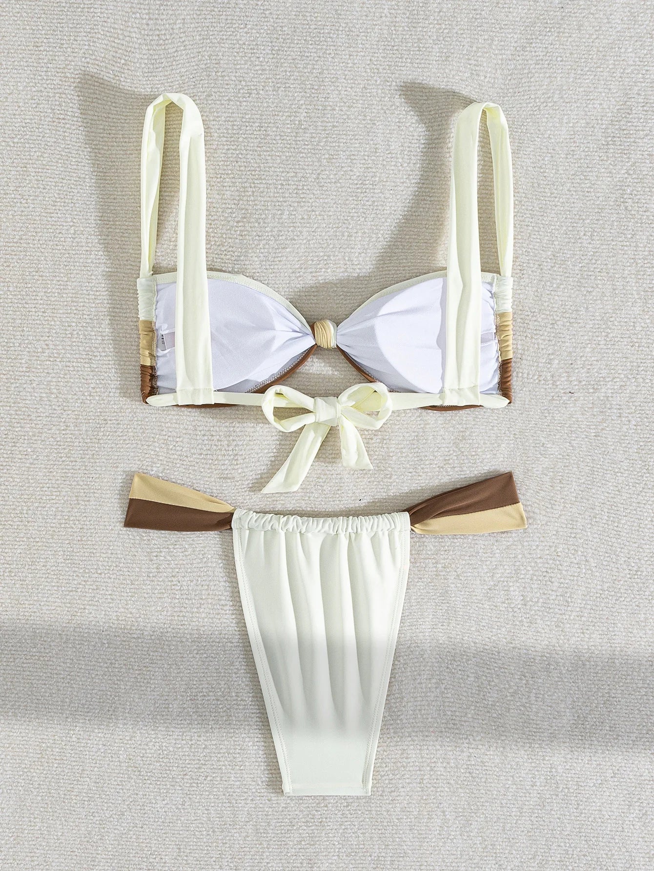 Vigoashely 2025 Sexy Solid Patchwork Bikini Strapped Push Up Swimsuit Women High Cut Thong Swimwear Lady Brazilian Bathing Suit