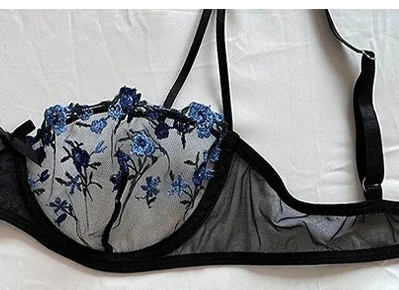 New Sexy Lace Floral Lingerie Set Women's Underwear Transparent Bra Party Sets Lace Lingerie Bra Set Underwear Set S-XL Size