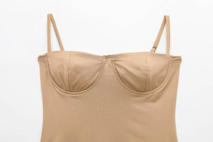 DEEABAE Spicy Girl with Chest Cushion Camisole Jumpsuit Women's New Style Of Sexy Tight Fitting Crotch TopTtrendy
