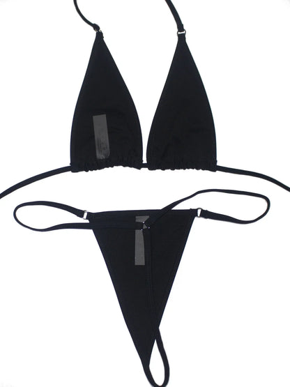 Women's Sexy Backless Triangle Bikini Set 2-Piece Strap Micro Swimsuit with Bottom for Summer Pool Parties And Beach Vacations