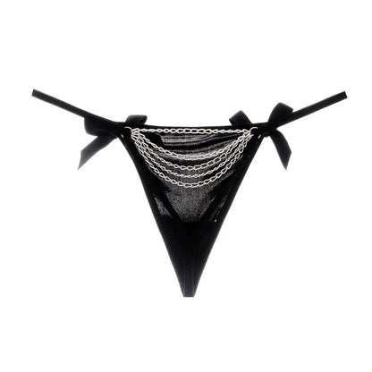 Hot Sexy Women Panties Lace Metal Chain G String Girls Briefs Mesh Hollow Out Thong Erotic Underwear Low Waist Female Intimates