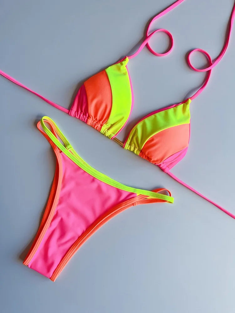 RUOTONGSEPT 2023 Sexy Spliced Swimsuit Women Swimwear Tiger Stripe Print Micro Bikini Set Brazilian Biquinis Beach Bathing Suit