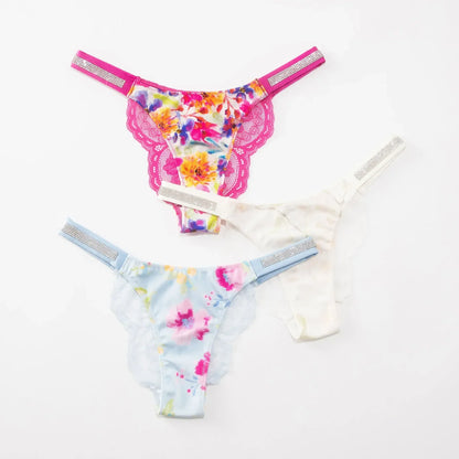 Fashion Sparkling Rhinestone Lace Thong Women's Low Waist Sexy Women's Underwear Women's Thong Clearance items,limited quantity,