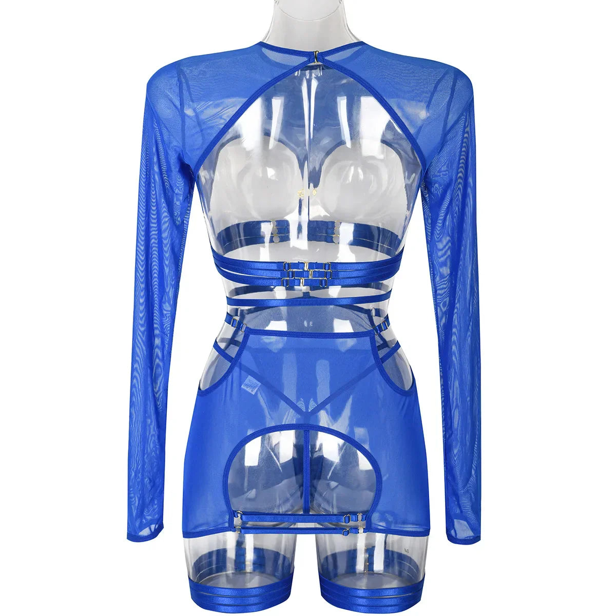 Diccvicc Long Sleeve Lingerie Sexy Sheer Mesh Porn Top Crotchless Skirt Naked Bandage Women Underwear Uncensored Erotic Costume