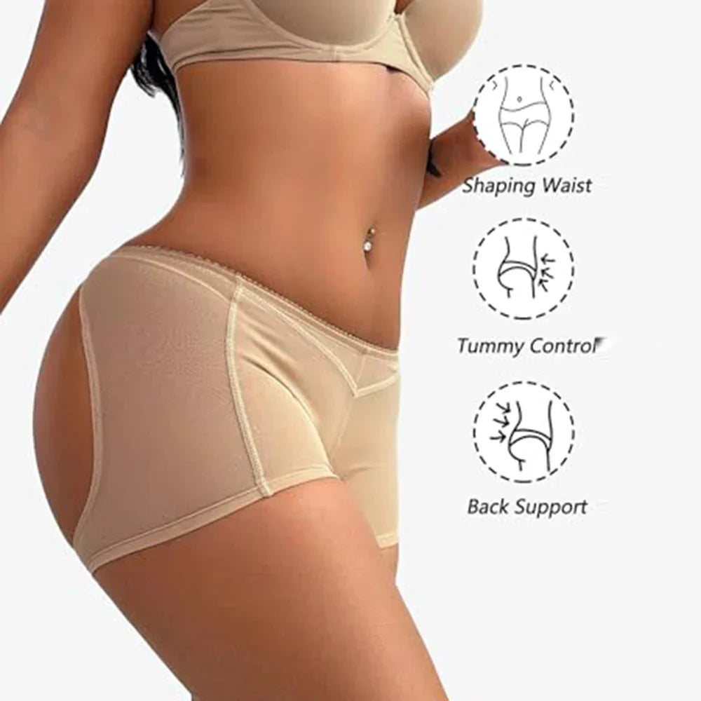 Women's Hollow Sexy Panties Butt Lifter Shapewear Tummy Control Bigger Butt Shaper Sexy Ass Briefs Underwear Nude Black S-3XL