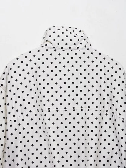 Polka Dot Print Short Coats Women's High Street Long Sleeve Jackets for Women 2025 Elegant Office Ladies Casual Outerwear