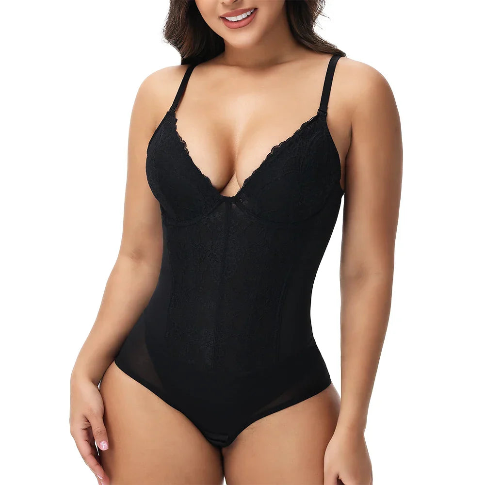 Lace Bodysuit for Women Tummy Control Shapewear Sleeveless Tops V-Neck Backless Slim Camisole Jumpsuit Shaper Party Wear Fashion