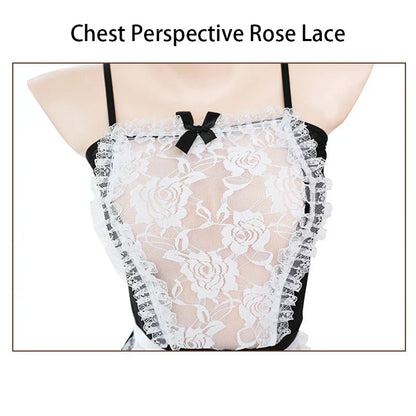 Crotchless Sex Play Set Adult Women Desire Lingerie Erotic Suit For Sexual Intercourse Transparent Lace Uniform Secret Underwear