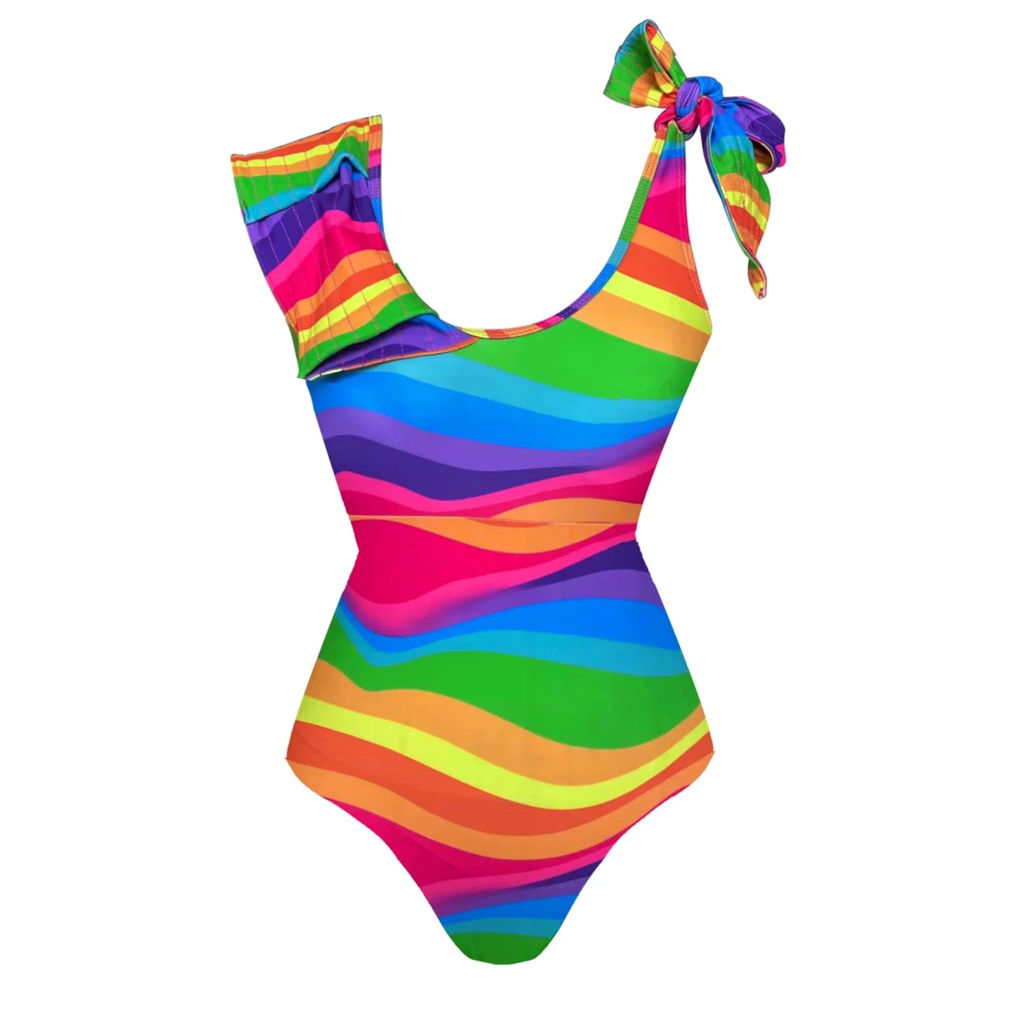2025 New Sexy V-Neck One Piece Swimsuit Belt Swimwear Women Ruffle Monokini Push Up Swim Suit Colorful Bathing Suit Female Beach