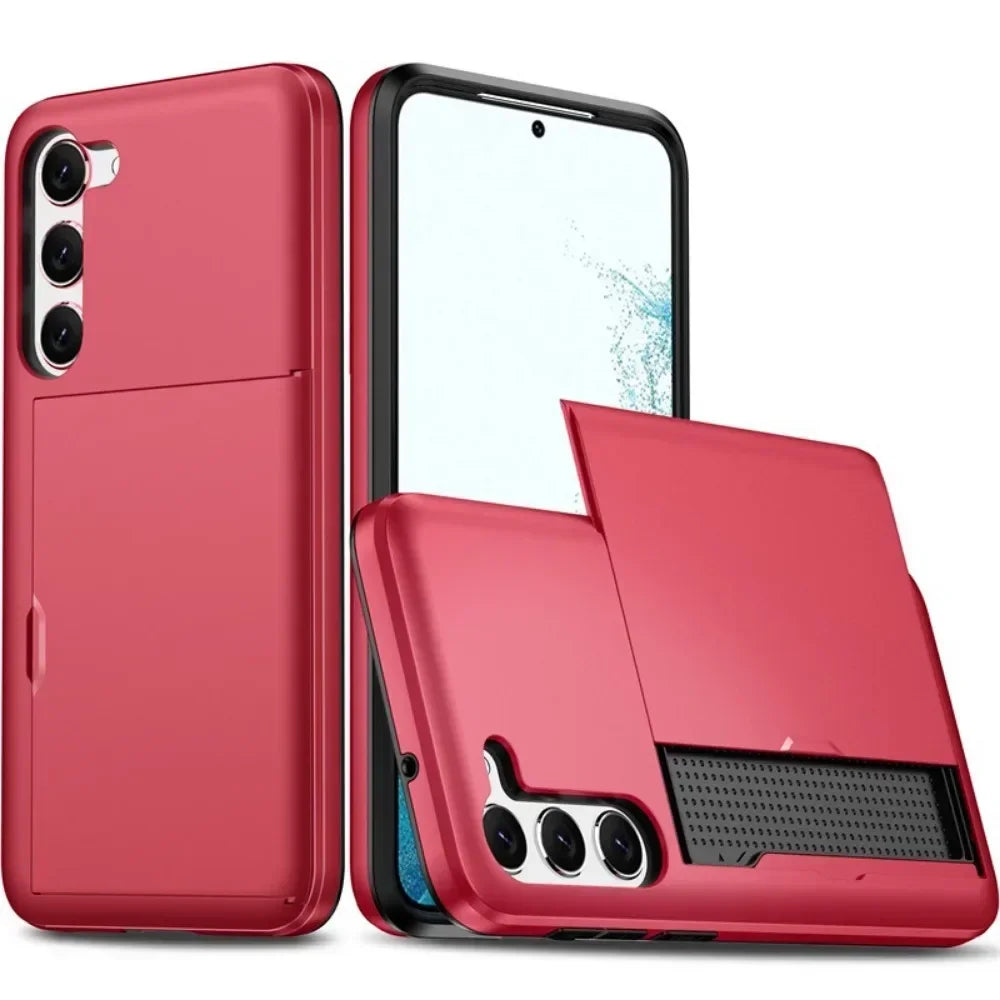 For Samsung Galaxy S25 S24 Ultra S22 Plus S23 S21 S20 FE Note 20 A17 A55 Wallet Cover Card Holder Slot Shockproof Phone Case