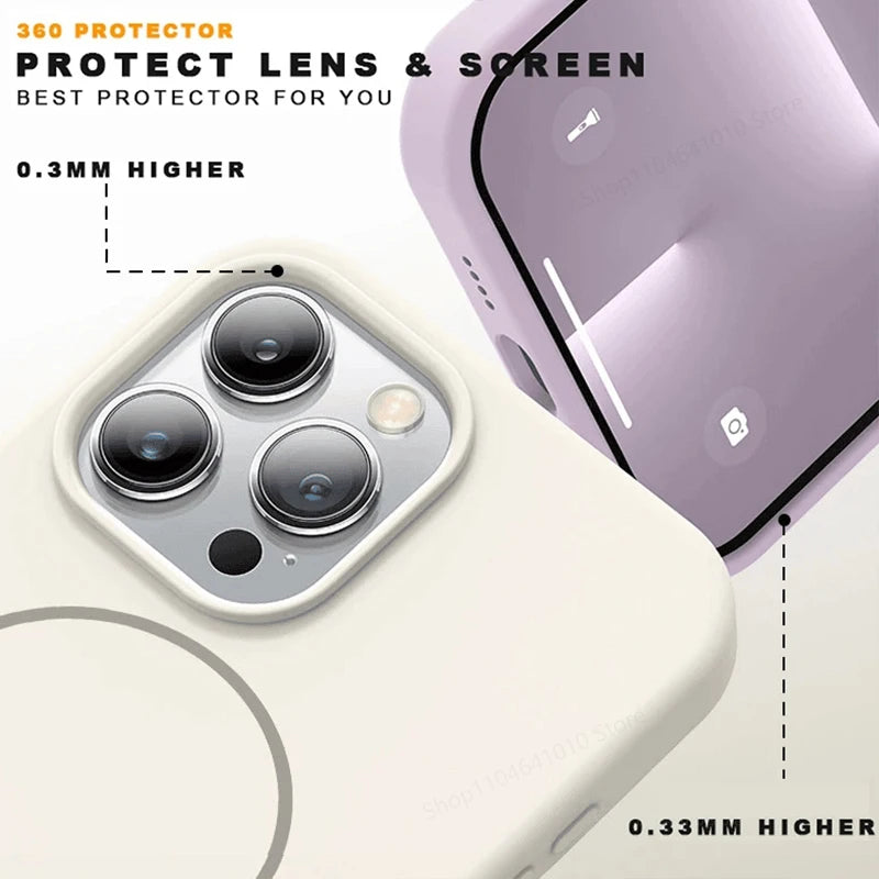 Magnetic Phone Case For iPhone 15 14 16 Plus 11 17 13 16 Pro Shockproof Silicone Cover Magsafe Wireless Charge Phone Accessories