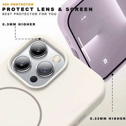 Magnetic Phone Case For iPhone 15 14 16 Plus 11 17 13 16 Pro Shockproof Silicone Cover Magsafe Wireless Charge Phone Accessories