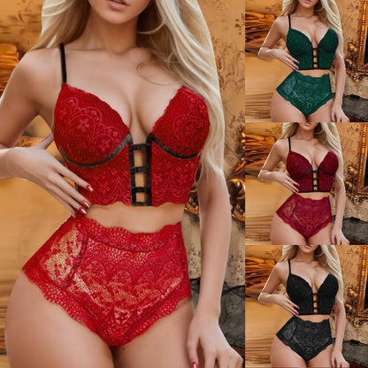 Lace Sexy Lingerie Sets For Women 2 Piece Sexy Bandage Lace Wireless Set Hollow Erotic Costumes секси комплект женского белья