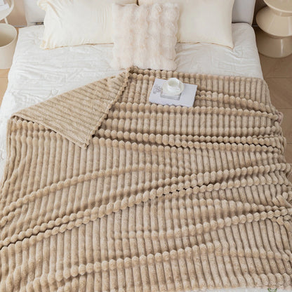 1pc flannel blanket - soft, comfortable, warm nap blanket, Christmas exquisite gift blanket, available in multiple colors