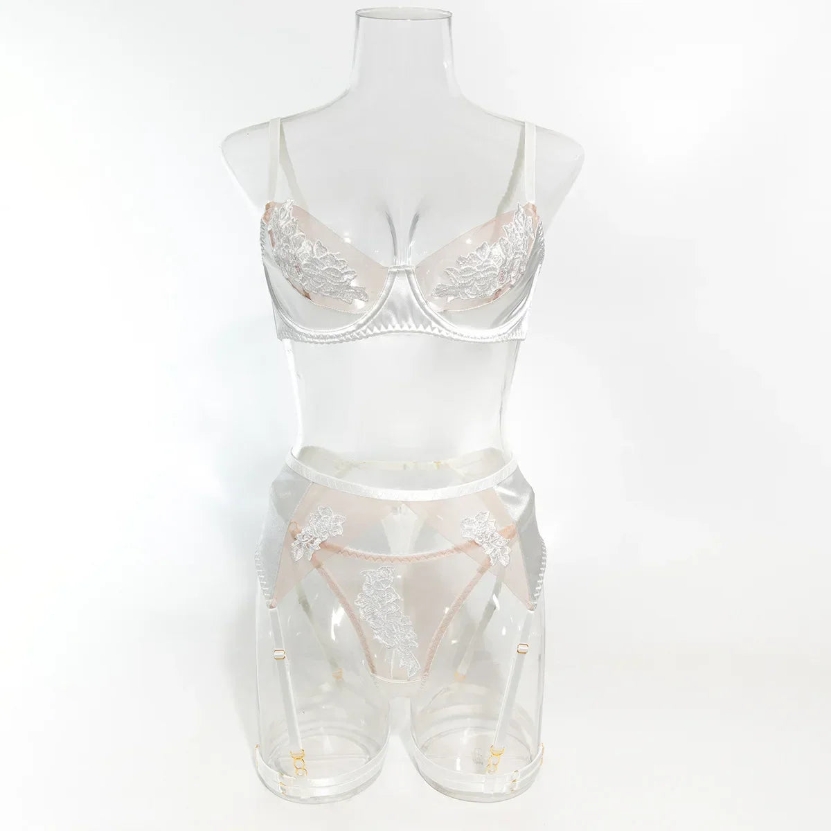 Ellolace Fancy Lingerie Floral Lace Ensemble Brazilian Underwear Attractive Chest Suspenders Sexy Hot Sissy Outfit