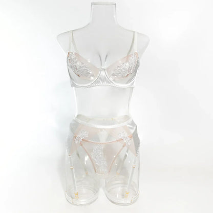 Ellolace Fancy Lingerie Floral Lace Ensemble Brazilian Underwear Attractive Chest Suspenders Sexy Hot Sissy Outfit