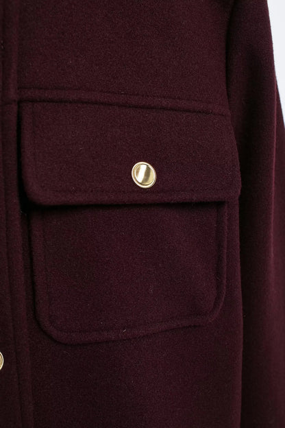 HH 2024 Fashion Women Soft Tweed Bomber Jacket O-Neck Long Sleeve Pockets Buttons Loose Woolen Coat Female Streetwear