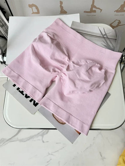 Seamless Shorts Ribbed Yoga Shorts Women Flex Scrunch Bum Gym Shorts Booty Running Short Butt Lifting Workout Pants