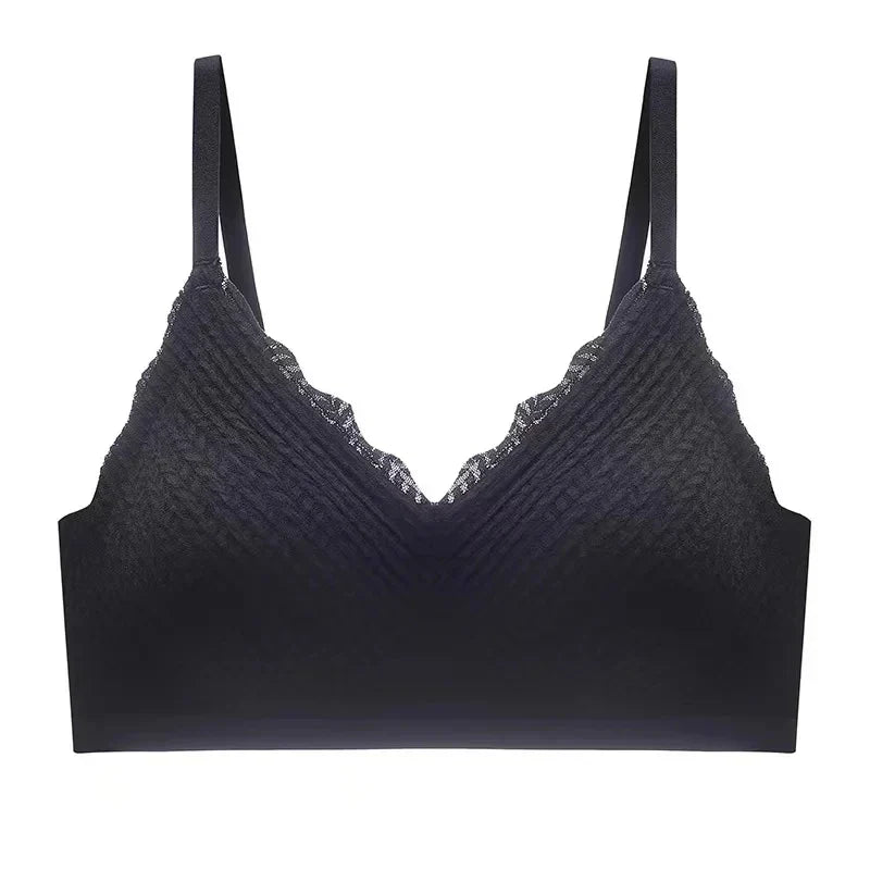 New Top Lace Seamless Women's Underwear Small Chest Gathered Non-slip No Steel Ring Sexy Sling Beautiful Back Bra Thin Section