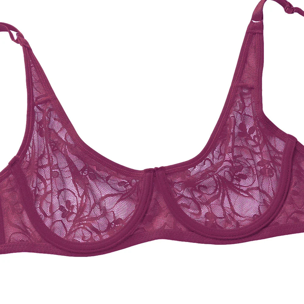 Plus Size Sexy Lace Bras For Women Underwired BH Hollow Out Bra Bralette Womens Underwear Delicate Embroidery Lingerie Brassiere