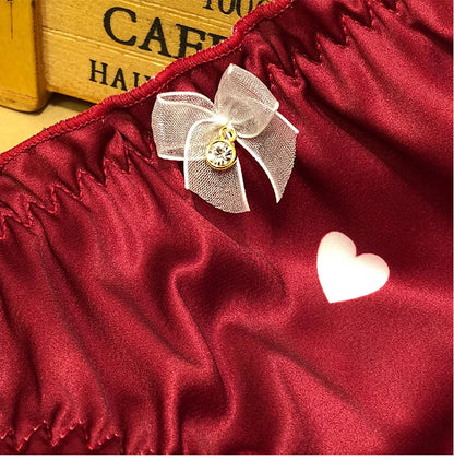 New girl's underwear waist satin love ladies briefs soft comfortable breathable high quality women's underwear female panties