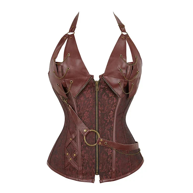 Women Bustiers Corsets Medieval Viking Pirate Costume Gothic Leather Overbust Corselet Steampunk Corset Vest Bustiers