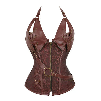 Women Bustiers Corsets Medieval Viking Pirate Costume Gothic Leather Overbust Corselet Steampunk Corset Vest Bustiers