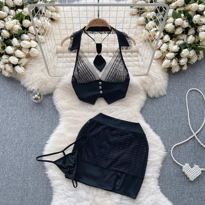 Sexy Lace Gauze Patchwork Strap Bodysuit Hollow Sleeveless Slim backless Women Erotic Lingerie Hotsweet Bow Night Maid Cosplay