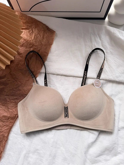 Velvet Plush Push Up Bra for Small Chest - 6CM Thermal Padded Non-Wire Bra, Warm Lined Comfort for Women, Autumn Winter Wear