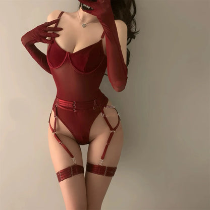 Sexy Fashion Lingerie Tight Fitting Lace Bodysuit Women's Underwear Sets Sexy Bra Set Transparent Thin Erotic Lingerie
