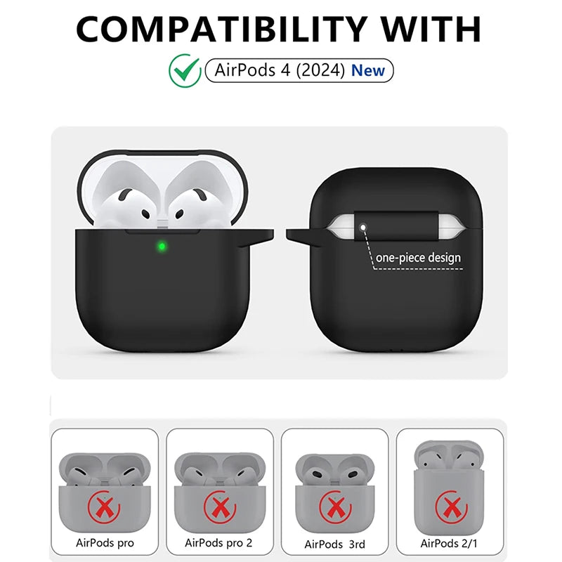 Silicone earphone case For Apple AirPods 4 Case Wirless hesdphones Earbuds case with   hook