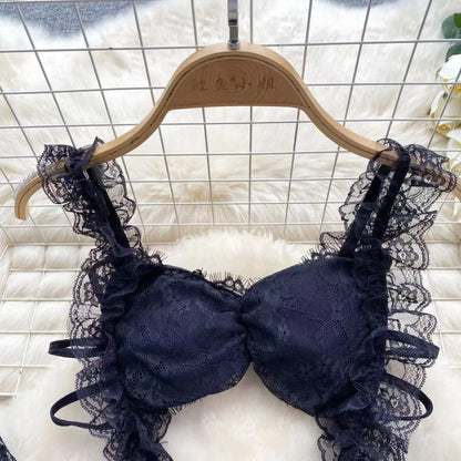 Lolita Strap Bodysuit With Cross Lace Up Hollow Patchwork Playsuit Double-Layer Sheer Mesh Sweet Women's Pajamas Sexy Lingerie