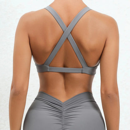 Sport Bra Women Seamless Gym Anti-sweat Breathable Yoga Shockproof Crop Top Fitness Push up Workout Underwear Blue Gray Red Pink