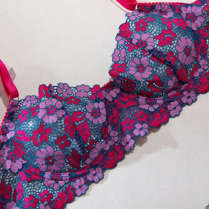 Aesthetic Floral Erotic Lingerie Set with Multi-color Lace Deluxe Comfortable Underwear with Thong