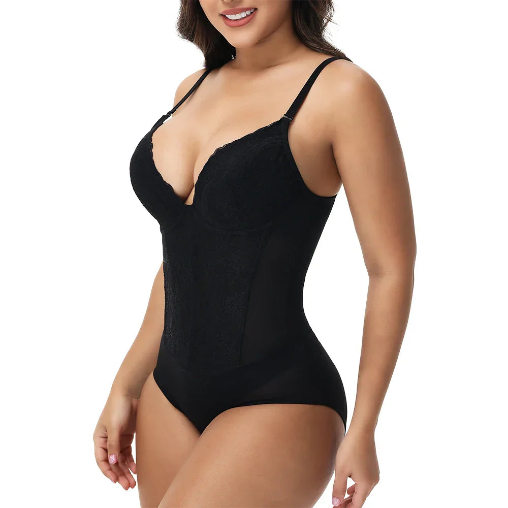 Lace Bodysuit for Women Tummy Control Shapewear Sleeveless Tops V-Neck Backless Slim Camisole Jumpsuit Shaper Party Wear Fashion
