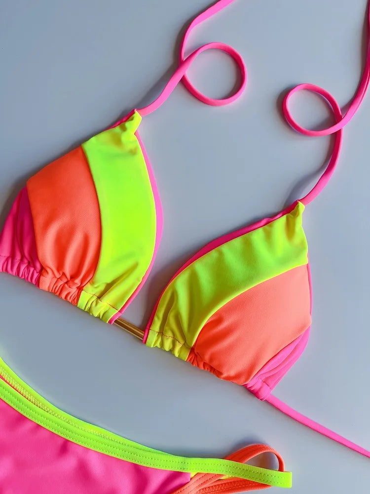 RUOTONGSEPT 2023 Sexy Spliced Swimsuit Women Swimwear Tiger Stripe Print Micro Bikini Set Brazilian Biquinis Beach Bathing Suit